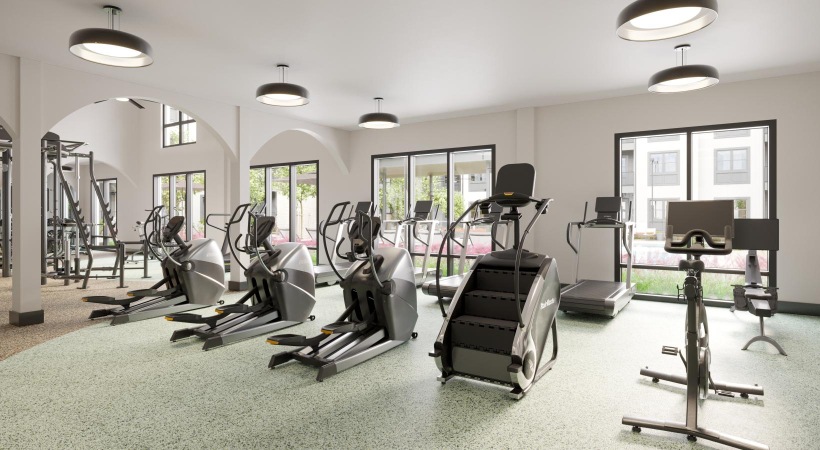 a room with exercise equipment